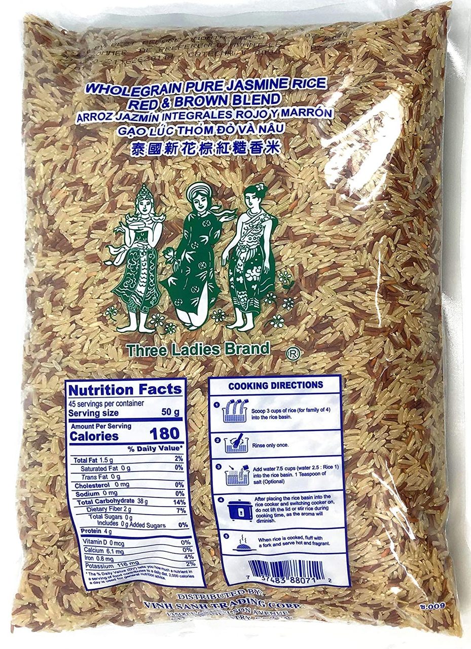 THREE LADIES Jasmine Rice Red & Brown Blend 5 Lbs