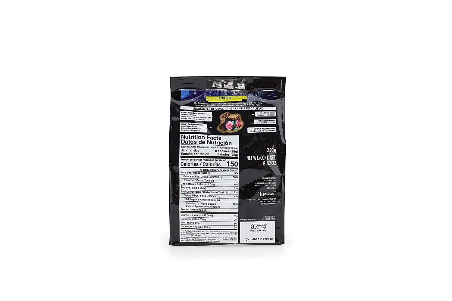 LOACKER Quadratini Dark Chocolate Wafer Cookies 8.82 Oz