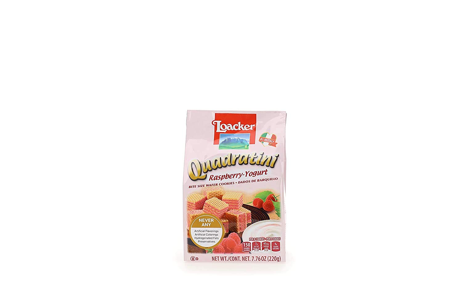 LOACKER Quadratini Raspberry Yogurt Wafer Cookies 7.76 Oz