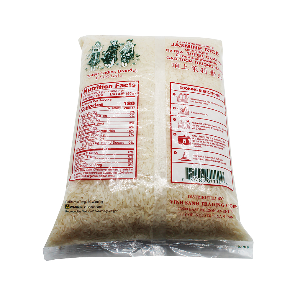 THREE LADIES Jasmine Rice / Gao Thom Thuong Hang 5 LB