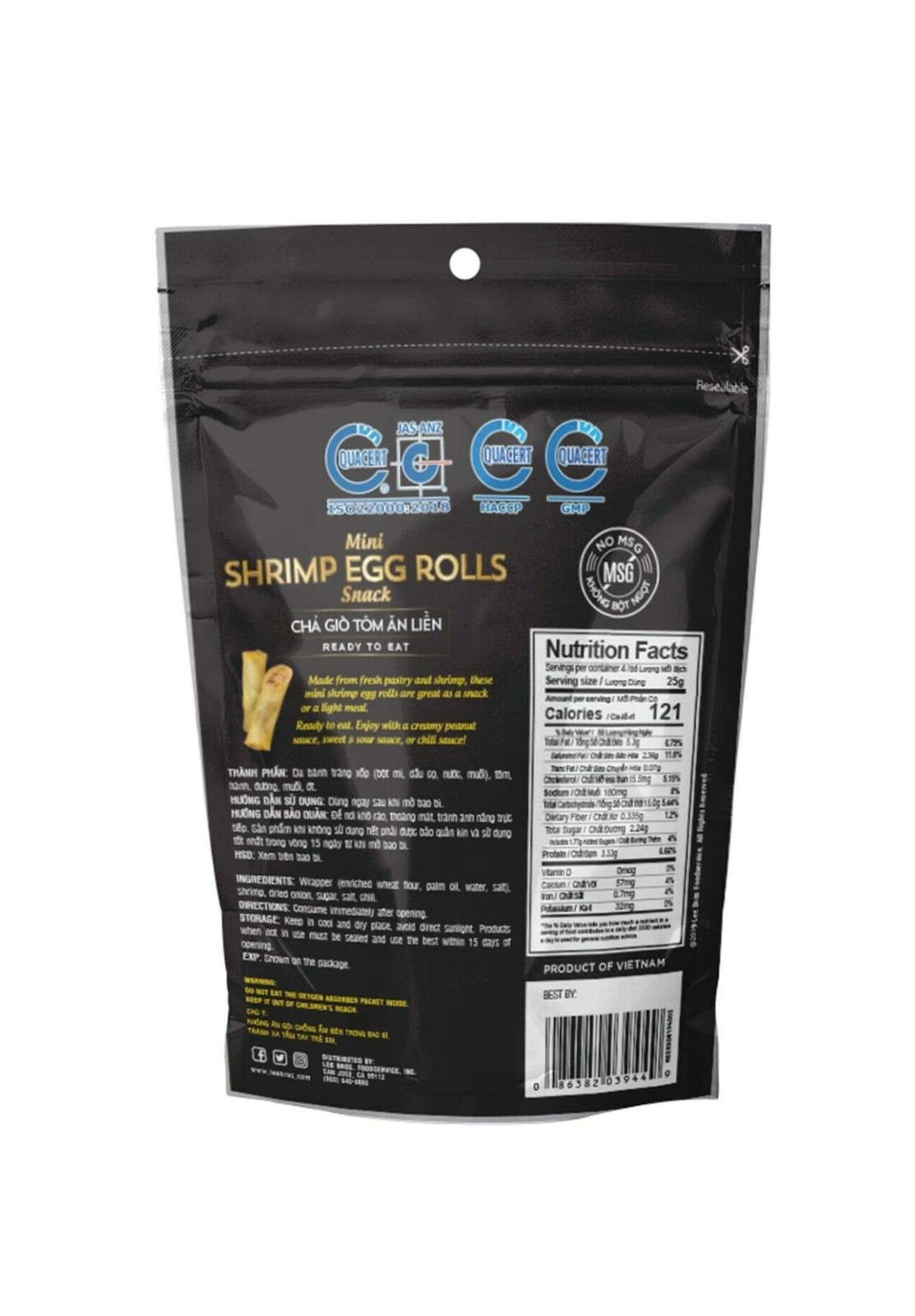 SAIGON GOURMET Mini Shrimp Egg Rolls Snack / Cha Gio Tom An Lien 4 OZ