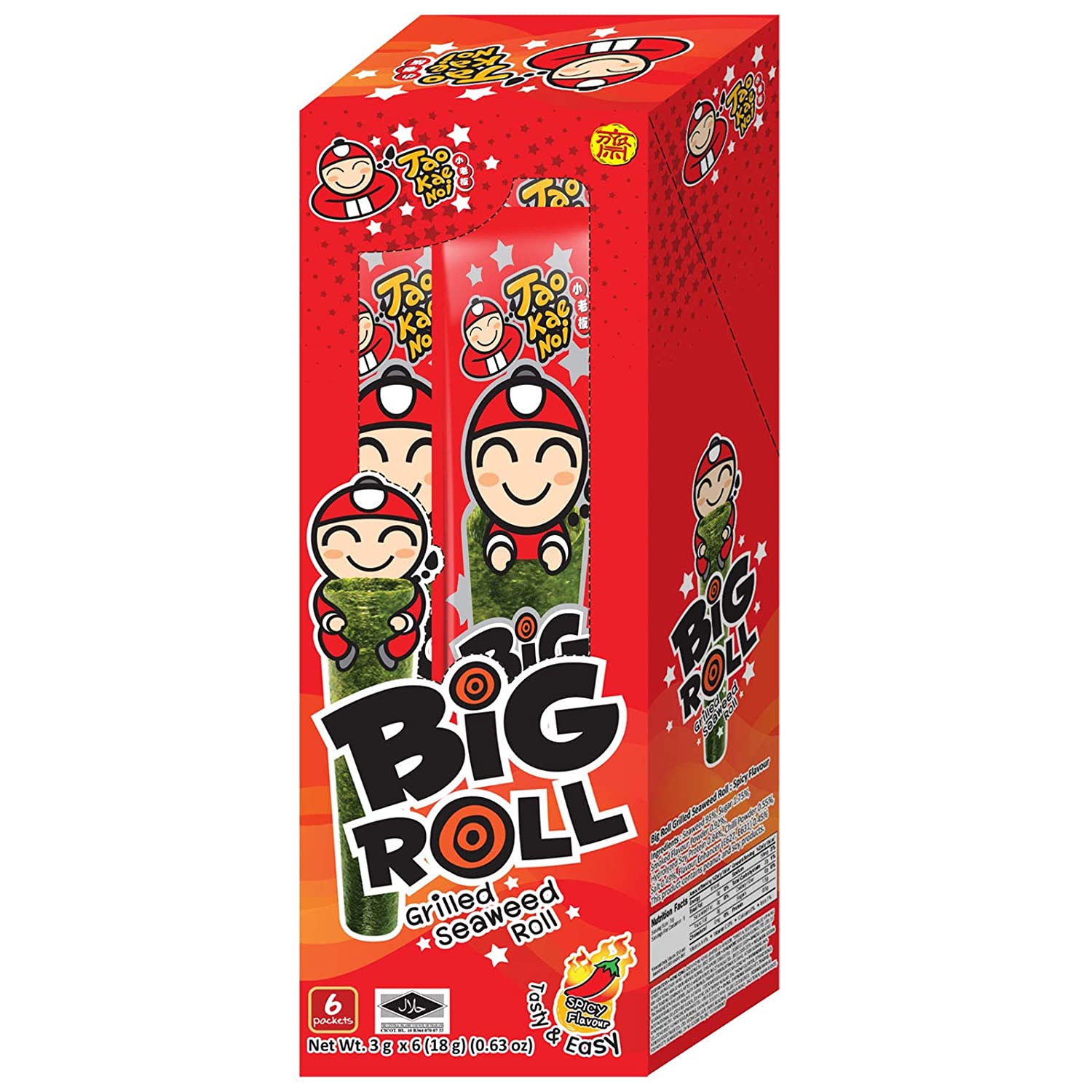 TAOKAENOI Spicy Seaweed Snack Big Roll 9 Pack