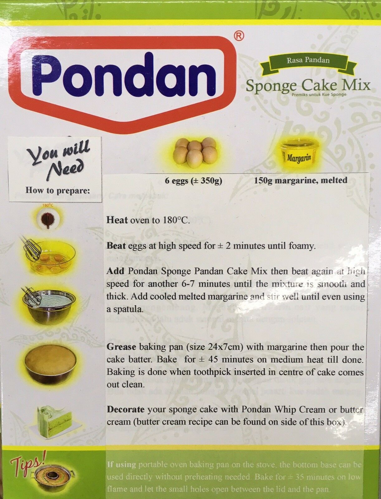 PONDAN Pandan Sponge Cake Mix 14 OZ