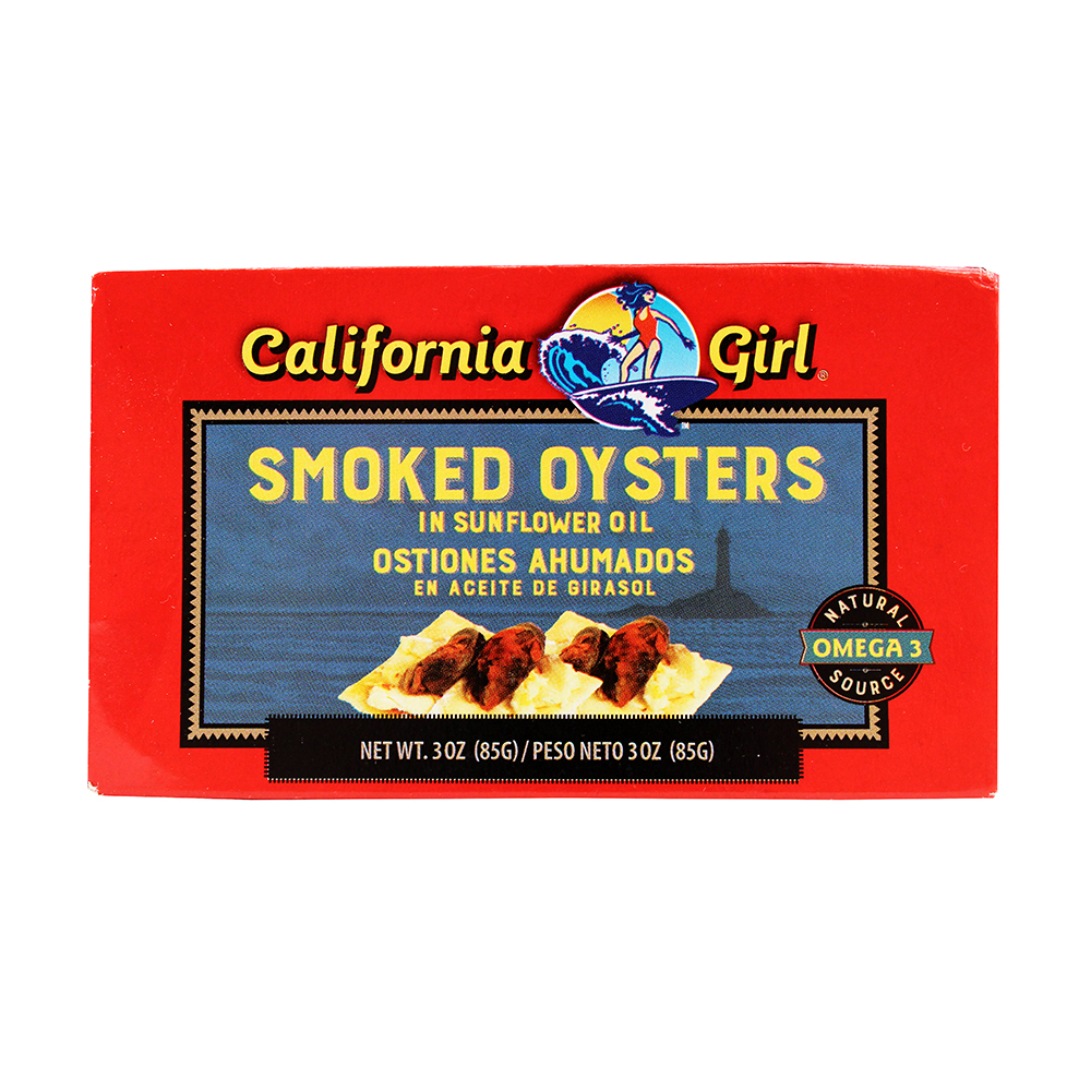 CALIFORNIA GIRL Smoked Oysters In Sunflower Oil 3 OZ
