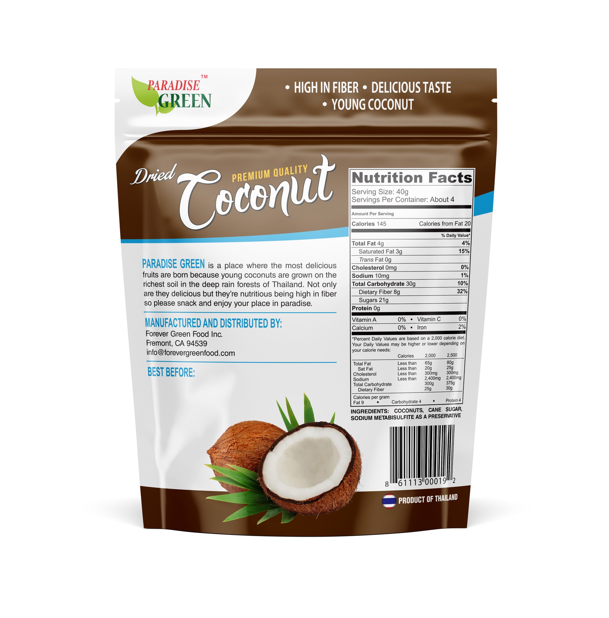 PARADISE GREEN Dried Coconut 6 OZ