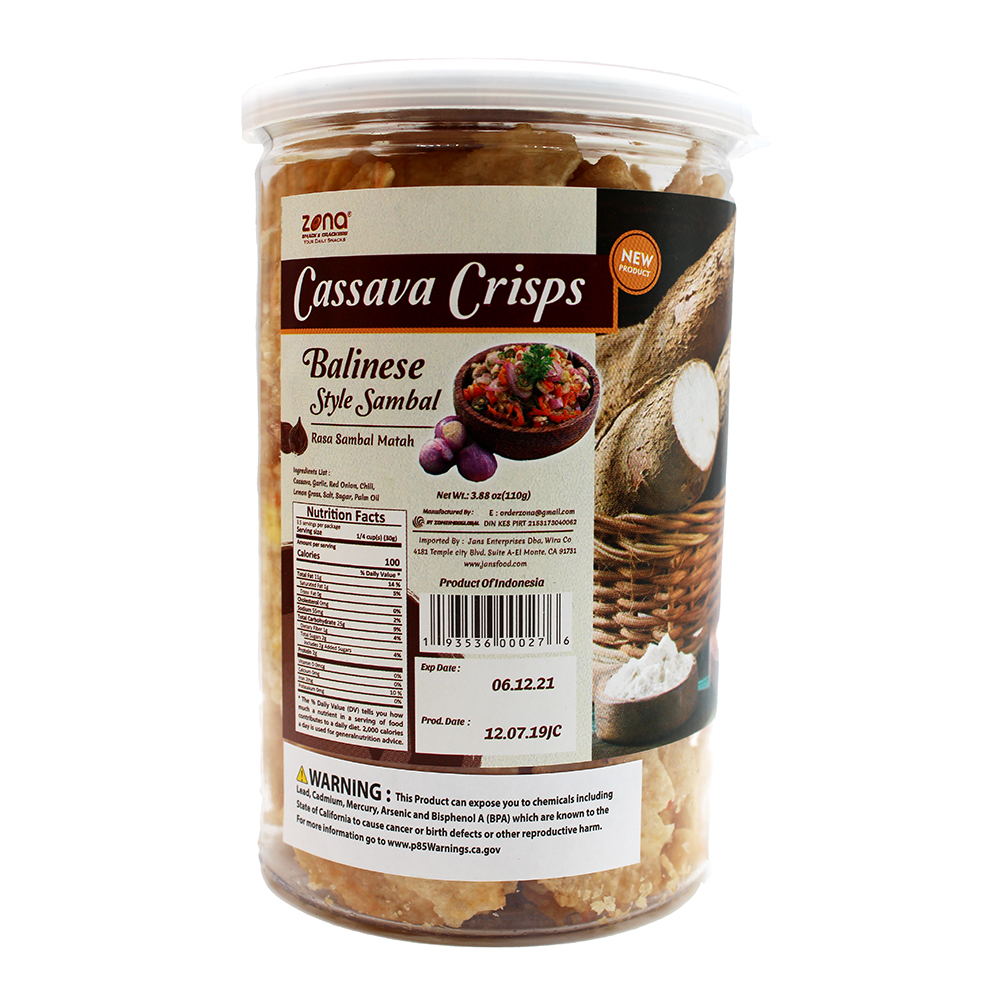 ZONA Cassava Crisps Balinese Style Sambal 3.88 OZ