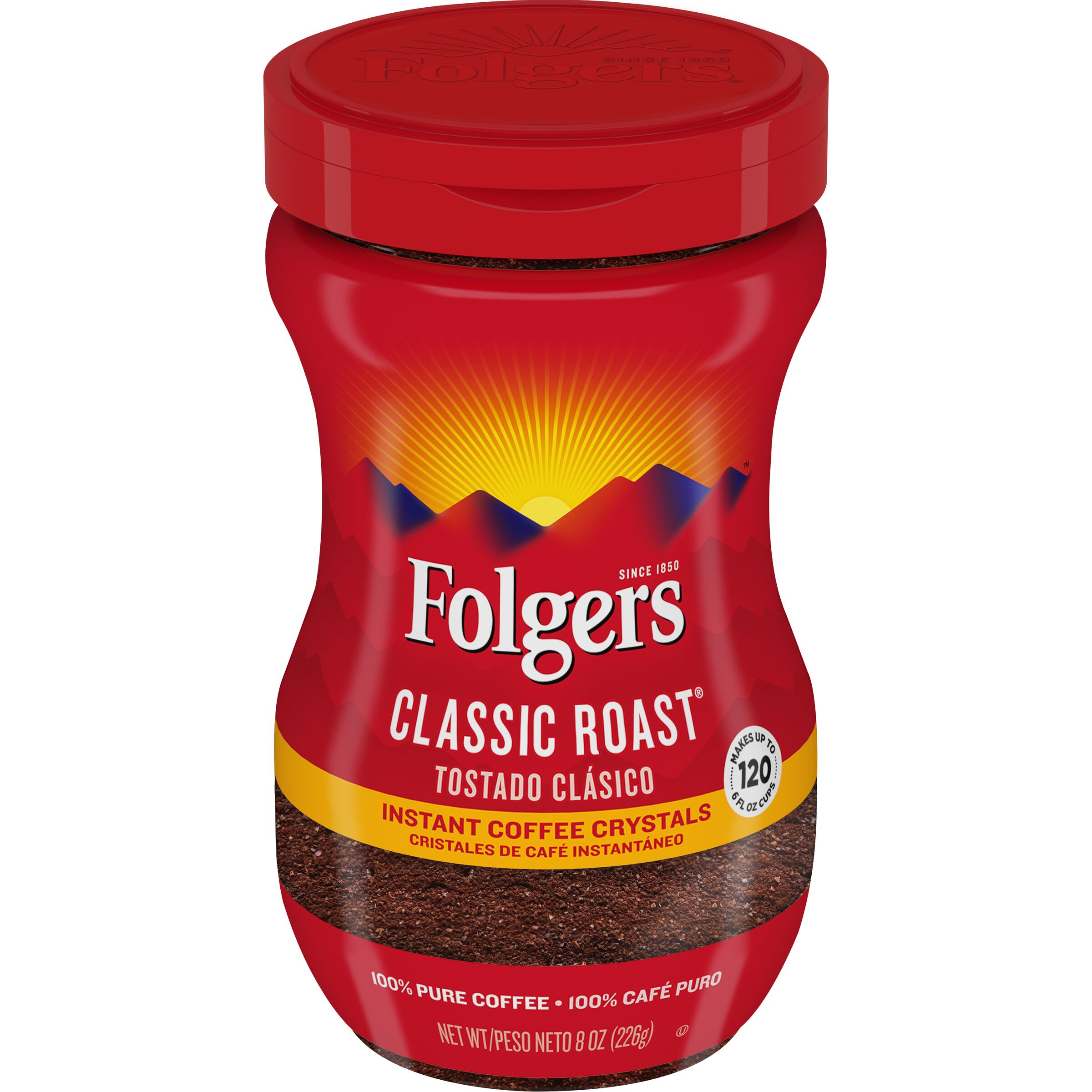FOLGERS Classic Roast Instant Coffee Crystals 8 OZ