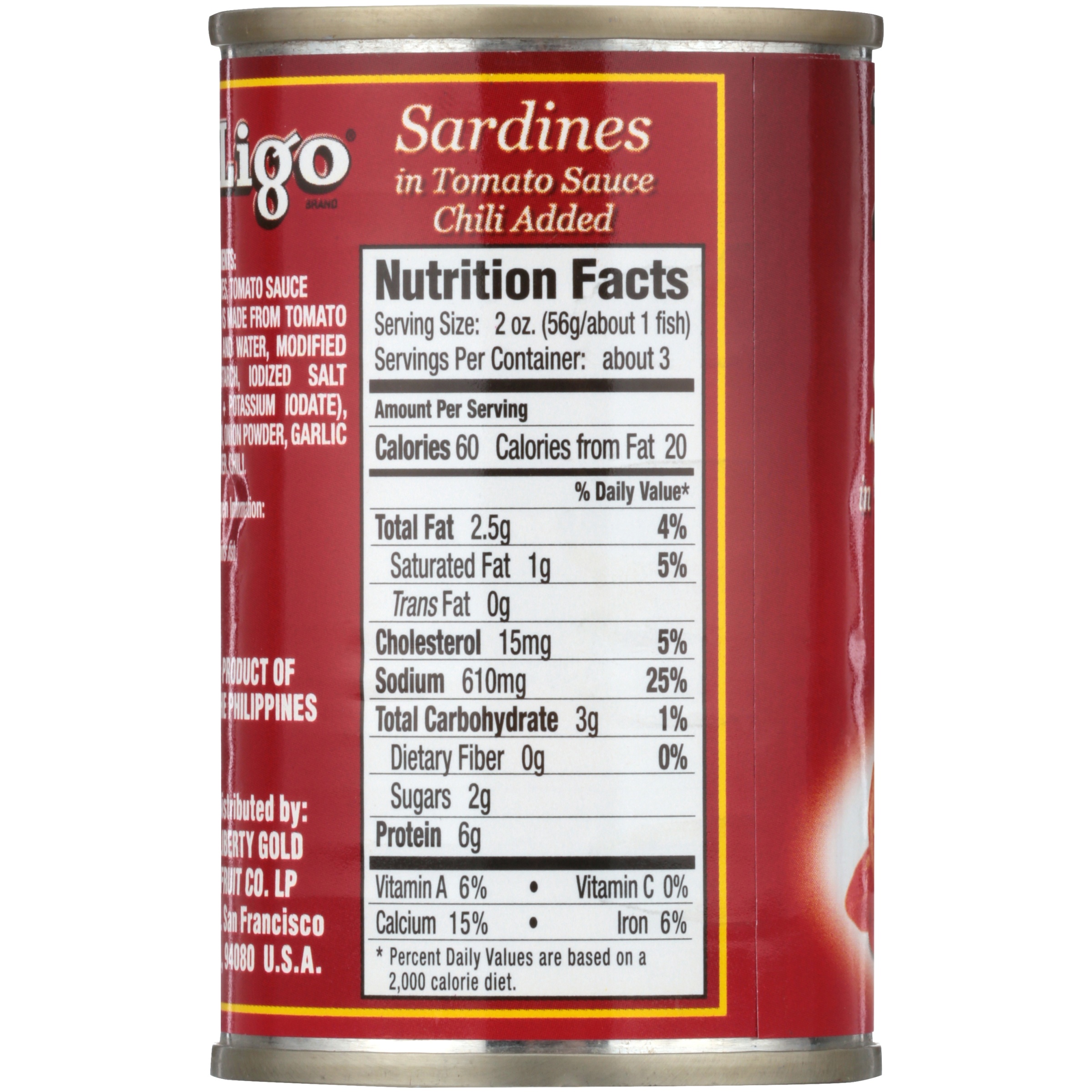 LIGO Sardines In Tomato Sauce Chili Added 5.5 OZ